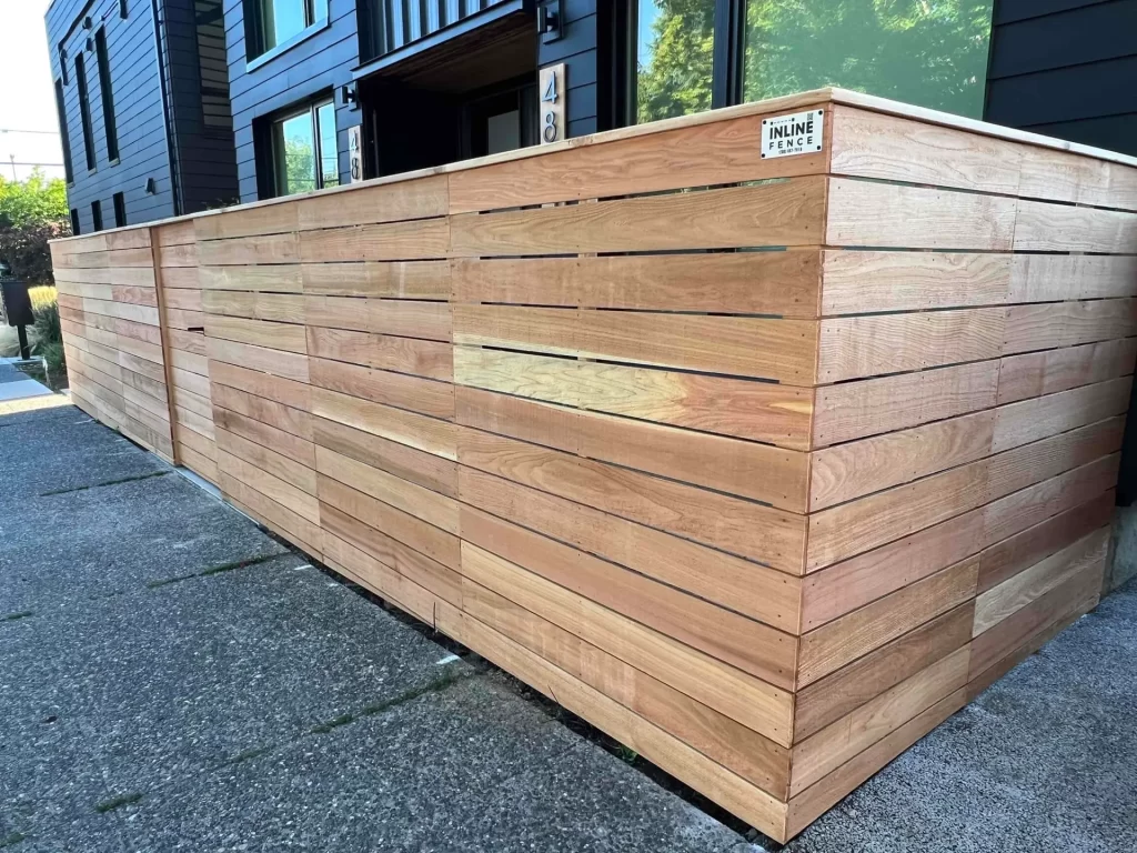 Horizontal cedar fence installed by fence builder in Kennewick