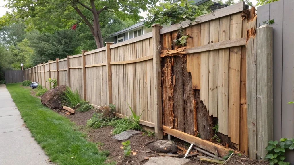 Common cedar fence damage signs requiring repair or replacement