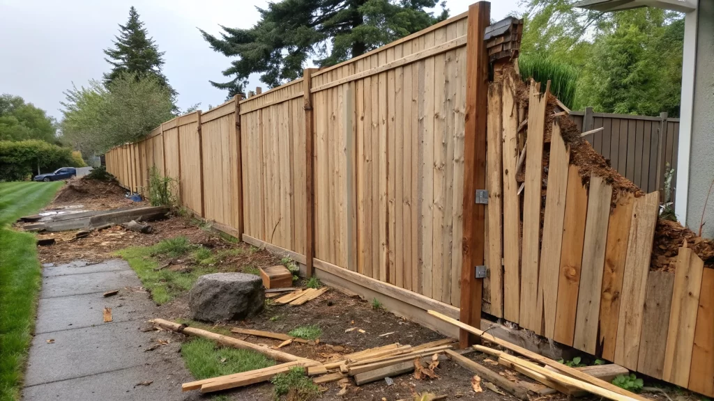 Cedar fence replacement Seattle severe damage