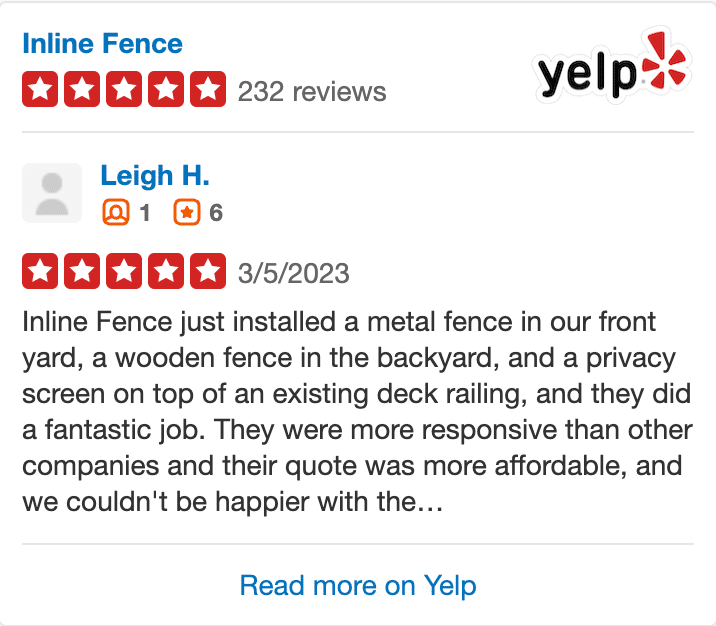 Yelp Review by Leigh for Inline Fence