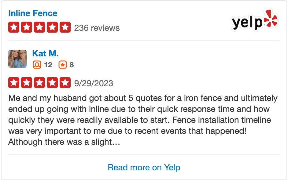 Yelp Review of Inline Fence